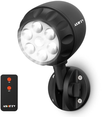 LED Bewegungsmelder Aussen Batterie mit RF Fernbedienung, ASOFTY 6 LED 1000LM Strahler Drahtlose Batteriebetrieben, IP65 Wasserdicht Sicherheit Spot Lampen Garten Garage Innen Außen