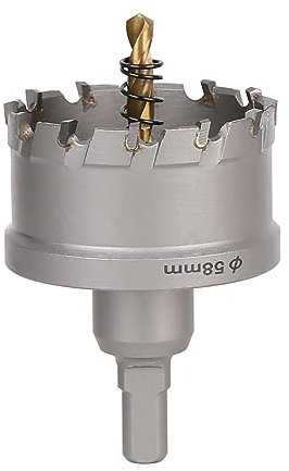 Vearter TCT Hole Saw, 58mm Carbide Bit with Pilot Drill, Cutter for Hard Metal, Stainless Steel, Mild Steel, Aluminium Alloy, Copper, Iron, Plastic and Fiberglass