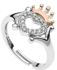 Disney Prinzessinnenring aus Sterlingsilber mit Zirkoniakrone, für Kinder und Mädchen, Schmuck, Metall, Zirkonia