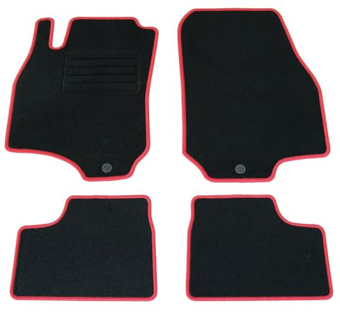 AD Tuning HG0885-ROT Fußmatten Set (4teilig) Schwarz Rot Autoteppiche Matten