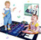 Musical Mat Baby Toys for 1 Year Old Boys, 2 in 1 Keyboard &Drum Mat with 2 Sticks Learning Piano Mat EducationalMusic Toys for Toddlers Age 1 2 3 Year Old Boys GirlsChristmas Birthday Gifts (Black)