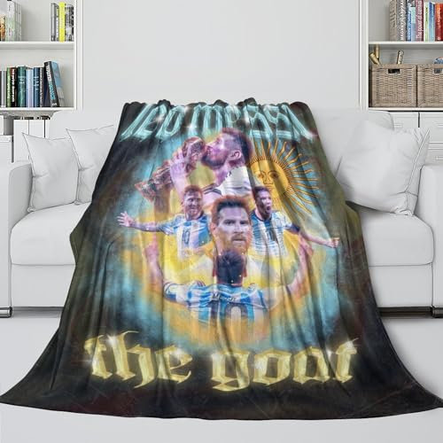 REIPOL Messi Flanell Decke - Fußball Weiche Plüsch Decke Wie Eine Umarmung in Einer Decke - Sofa Bett Krippe Dekor - Kinder Erwachsene - Geschenk Für Sich Selbst 40x50inch(100x130cm)