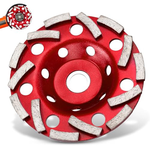 Diamant Schleiftopf 125mm×22.23mm, Doppelreihe Schleifscheibe Ø 120 mm, Bohrung 20 mm,Steinmühle Schleifscheiben Diamant Schleifscheibe für Beton, Naturstein, Fliesenkleber, Granit & Mauerwerk