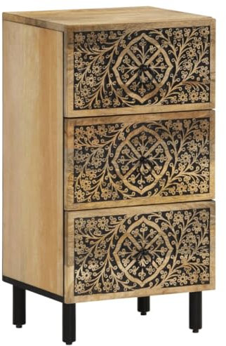 vidaXL Beistellschrank, Schrank Kommode mit viel Stauraum, Sideboard mit Eisenbeinen, Anrichte Aufbewahrungsschrank, Massivholz Mango