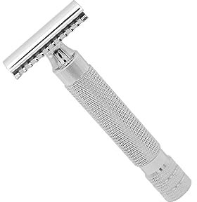 FOMIYES Doppelrasierer Aus Edelstahl Herren Rasierapparat Mit Strukturiertem Griff Professioneller Männerrasierer Für Gründliche Rasur Ohne Hautirritation