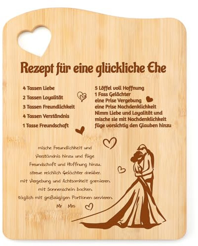 Blumuze Hochzeitsgeschenke für Brautpaar,Valentinstag Bambus Schneidebrett Geschenke Hochzeit für Paare, Mr und Mrs Verlobungsgeschenk, Jahrestag Geschenk zur Hochzeit,Glückliche Ehe Geschenke
