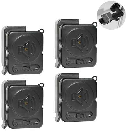 Mengshen Door Knob Alarm 4 Pack, 120dB Loud Vibration Sensor Door Window Open Alert Siren DIY Protection for Home Security Apartment Travel Kids Elderly Small Size (Black)
