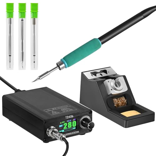 Soiiw T245b Lötstation DIY Elektronik Lötspitze Griff Gehäuse aus Aluminiumlegierung & Griffhalterung 100-240V 180W US-Stecker C245 Lötspitzen I K IS