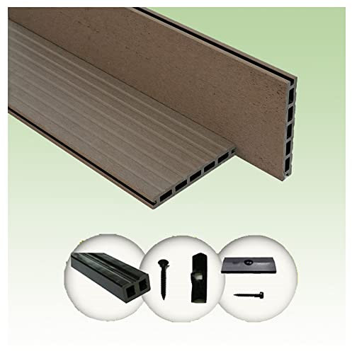 Woodstore24 Terrassendielen WPC Komplettset WoodoBasicFes (20 x 145 mm, Länge: 2,4 m) in braun (20 m²)