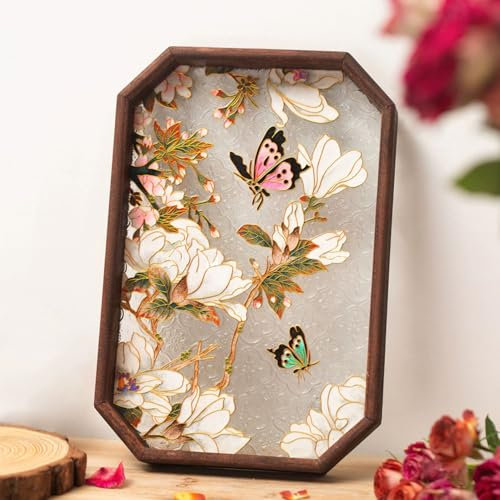 Kit de peinture émaillée cloisonnée pour adultes et débutants, motif papillons, fleurs, plateau de service en verre émaillé, décoration d'intérieur, patrimoine culturel immatériel chinois