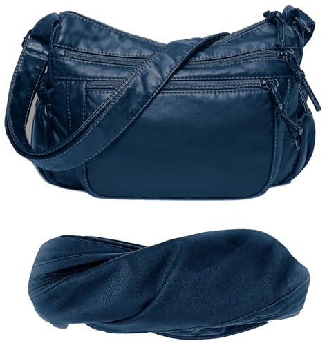 HAWILL Damen Umhängetasche Kleine Crossbody Bag Damen Breiter Gurt Weich Vintage Scultertasche Handtasche zum Umhängen für Frauen(Grau)