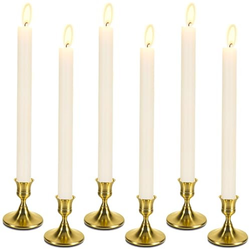 6 Pièces Bougeoir Doré, Bougeoirs en Métal, Bougeoirs en Métal pour Centre de Table Mariage, pour Bougies Coniques Rétro Métal Porte-Bougie Conique
