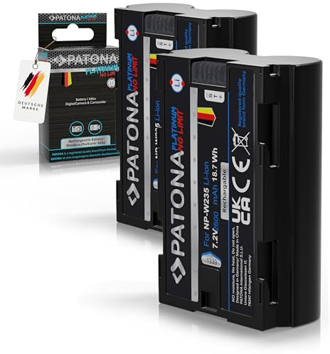 PATONA 2X Platinum NP-W235 Batterie 2600mAh Compatible avec Fuji Fujifilm GFX-50s II GFX-100S GFX100 II X-H2 X-H2S X-S20 X-T4 X-T5 GFX 50 100 100S GFX50 XH2 XH2S XS20 XT4 XT5 NPW235 NP W235
