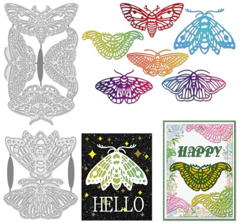 BENECREAT 2Pcs Motten Schablonen, Motten Patchwork Kohlenstoffstahl Stanzen Schablonen für DIY Scrapbooking Fotoalbum Dekoration