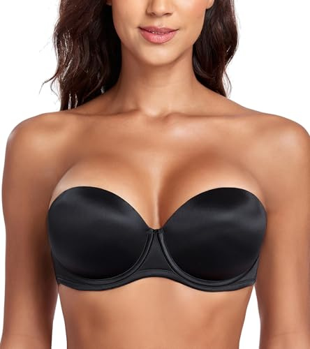 Lemorosy Women's Push Up Strapless Thick Padded Multiway Bra | Underwire,Add a Cup,Convertible,Everyday Bras,Supportive,Comfortable,Breathable