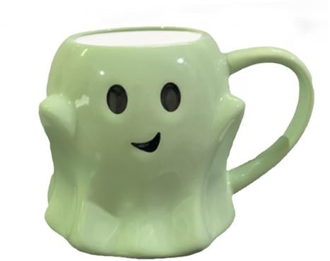 Fulenyi Ghost Ceramic Mug, Ghost Shaped Mug,Ghost Face Coffee Mug - 440ML Spooky Ghost Face Ceramic Coffee Mug for Table Decoration,