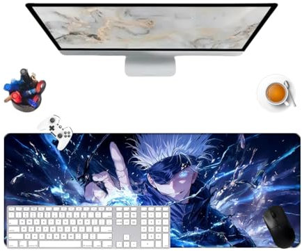 Jujutsu Gojo Anime Tapis de Souris 800 x 300 x 3mm de Jeu de Dessin animé de Science-Fiction de Anime pour Ordinateur Gamer-Bureau-Maison et Portables