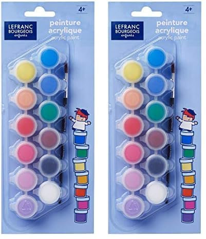 Lefranc Bourgeois - Peinture acrylique pour enfants - 12 pots de 5ml (Lot de 2)
