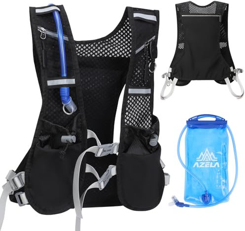 Gkstly Gilet Idratazione da Corsa con 1.5L Vescica, Riflettenti Zaino Idratazione per Uomo Donna Leggero Zainetto Running Traspirante Gilet Trail Running per Ciclismo Jogging Escursione Maratoneta