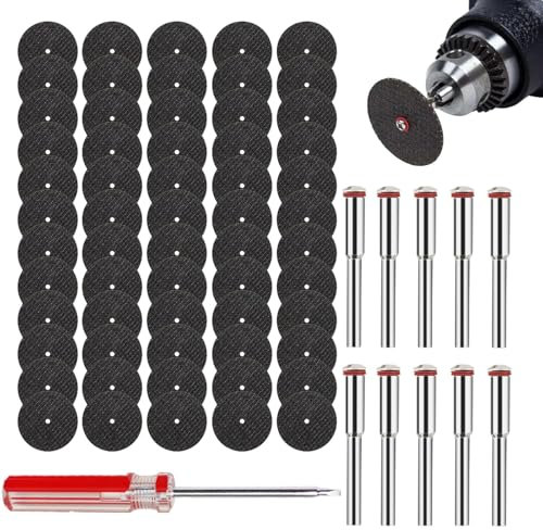 Trennscheiben für Dremel, 60 Stück Mini Metall Trennscheiben mit 8 Stück 3mm Dorn, Rotationswerkzeug Zubehör Schneidräder, Fuer Dremel Drehwerkzeug