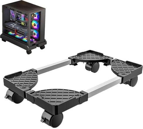 Mujiluxe Soporte de escritorio para ordenador, adecuado para ordenador de torre de PC, soporte universal para CPU móvil con cuatro ruedas, carro de CPU debajo del escritorio de gamer, con ruedas