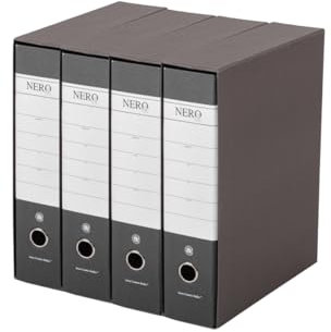 G75 Registratore con Custodia, con Meccanismo a Leva, in Formato Protocollo, 23x33cm, con Dorso da 8 cm, Nero, Conf.da (4 Pezzi)