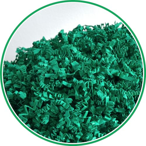 ARKANSIA - 200g Papier Froissé Déchiqueté pour Remplissage Boîte Cadeau & Panier Garni – Frisure Kraft, Calage, Protection, Décoration, Mariage, Fête, Anniversaire, Naissance (Vert Sapin, 200g)
