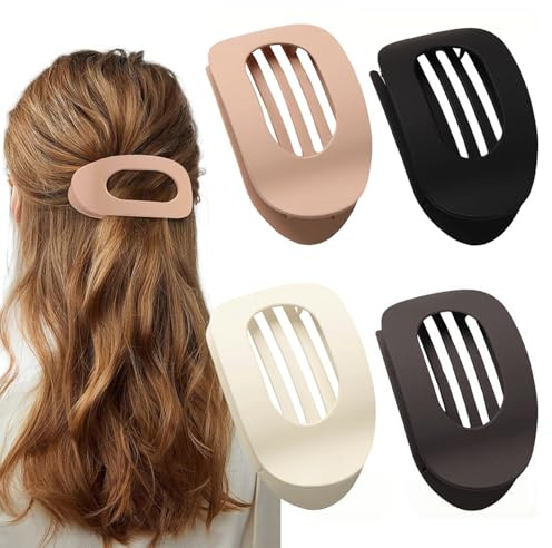 VACUBXBY 4 Stück Große Haarklammer für Damen, Französisches Haarspangen Rutschfestes Haar Jaw Clips für Frauen Mädchen, Haar Krallen für Dickes Haar Eleganter Haarschmuck (4 Color)