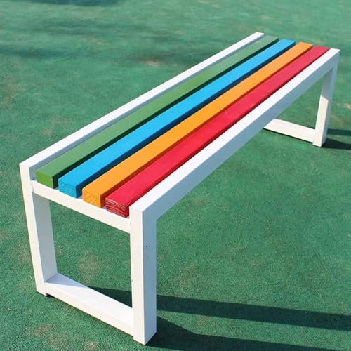 Balkon Bank 80cm Breit Gartenbank Sitzbank Wetterfest 2-4 Sitzer Parkbank Metallrahmen Ohne Lehne Für Garten Terrasse Balkon Drinnen Und Draußen(Weiß,120x40x45cm)