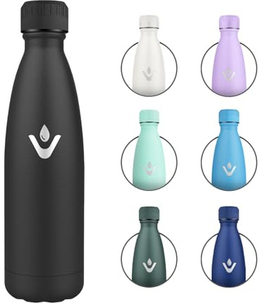 Borraccia Termica 500ml, Doppia Parete Isolata, Senza BPA, Bottiglia Acqua Riutilizzabile in Acciaio Inox, a Prova di Perdite, Bottiglia Termica per Bambini, Scuola, Ufficio, Viaggi, Sport, Campeggio