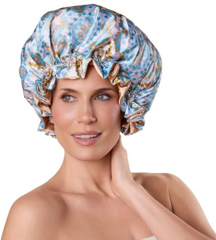 Bounce Curl Bonnet réversible en Satin pour Cheveux ondulés, bouclés et bouclés