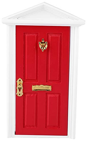 SUNGOOYUE Puerta de la Casa de Muñecas para Niños, Mini Puerta de Muñeca de Bricolaje con Colores Brillantes, Material Seguro para Niños, Mejora de la Imaginación, Material de Madera de Metal (Rojo)