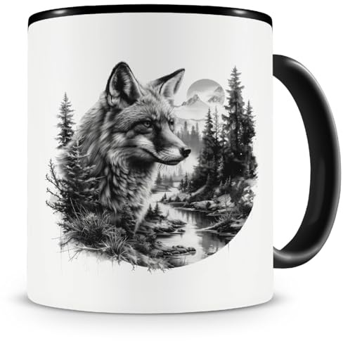 Samunshi® Tasse mit Fuchs im Wald Motiv Teetasse für Tier Fans Waldtiere Heimischetiere Kaffeetasse Lustige Tassen zum Geburtstag für Fuchs Fans Mug Kaffee Tee