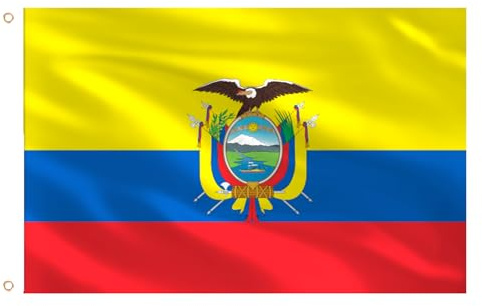 AhfuLife Ecuador Flagge 150 x 90 cm, 1 Stück Große Ecuadorian Nationalflaggen Doppelseitig mit Messingösen für WM 2026 Footβall Party Feiern, Independence Day