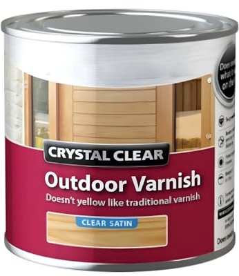 Crystal Clear Outdoor Varnish Clear Satin Finish, Weather Resistant Exterior Wood Protection for Doors, Furniture, Fences & Garden Woodwork, 250ml