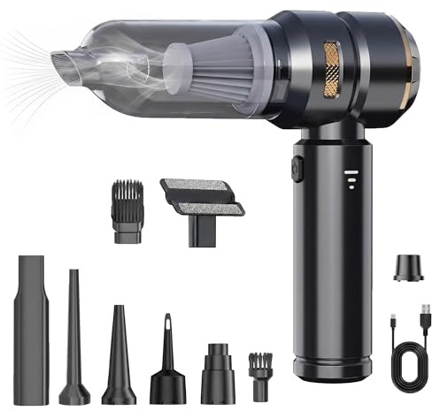 yasyas Cordless Handheld Vacuum Cleaner 17000Pa – 4-in-1 Portable Car Vacuum, Air Blower & Pump, 3 Suction Modes, HEPA Filter, USB Type-C Rechargeable Mini Vacuum Cleaner