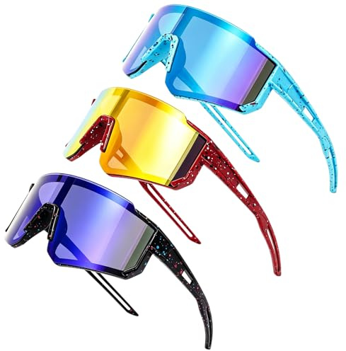Fantasyon 3 Pcs Lunettes de Soleil Polarisées pour Enfants, Lunettes de Cyclisme Enfant, UV400 Protection pour Cyclisme, Baseball, Course à Pied