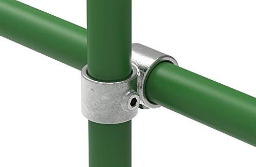 Fenau | T-Kreuzverbinder/Über-Kreuzverbinder, 90° vorgesetzt, offen Ø 33,7 mm, Rohrverbinder, Temperguss galvanisiert, feuerverzinkt, inkl. Schrauben