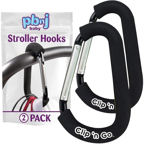 PBnJ Baby Clip‘n Go XL-Kinderwagen-Organizer, Haken, Clip für Geldbörse, Einkaufen und Wickeltaschen, 2 Stück