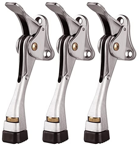 GroTheory 3 Pack Door Stoppers, 4 inch Kickdown Door Stops, Heavy Duty Door Stoppers for Bottom of Door, Adjustable Metal Door Kick Stand Floor and Release
