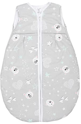 TupTam Schlafsack Baby 2.5 TOG – Atmungsaktiver Ganzjahresschlafsack für Kinder, OEKO-TEX zertifiziert, Farbe: Bärchen Sterne/Grau, Größe: 92-98