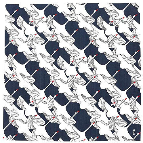 HAMAMONYO Furoshiki Wickeltuch, 50 cm x 50 cm, Iwai Tsuru (blau) Baumwollfabrik