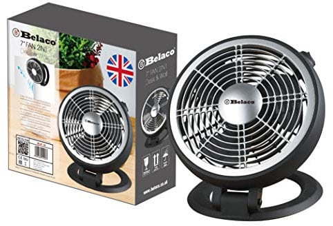 Belaco 7” Desk Fan Wall Mounted 2in1 Function Stand Fan with Automatic Safeguard Elegant Design