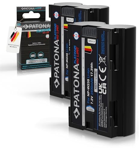 PATONA 2x Platinum Batteria np-w235 2400mAh compatibile con Fuji Fujifilm GFX-50s II GFX-100S GFX100 II X-H2 X-H2S X-S20 X-T4 X-T5 GFX 50 100 100S GFX50 XH2 XH2S XS20 XT4 XT5 NPW235 NP W235