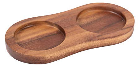 DeroTeno Bandeja para molinillo de sal y pimienta, diámetro interior de 5,5 cm, madera de acacia, protector de mesa de comedor (El molinillo de pimienta y molinillo de sal no están incluidos)