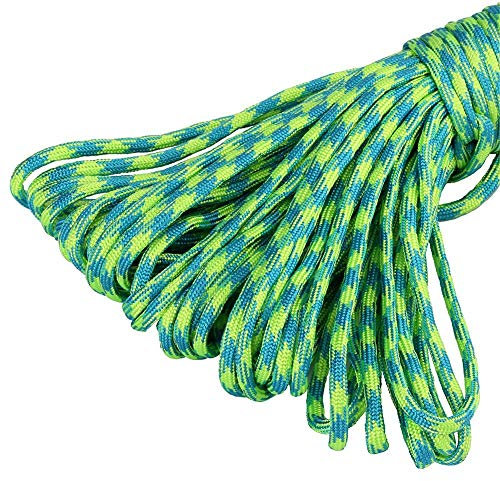 King of Trade 5m Farbe-014 neongrün-türkis Paracord 550 Fallschirmschnur Nylonleine