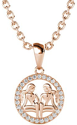 MYC-Paris - Zwillinge Sternzeichen Anhänger - Messing mit 18k Vergoldung - Hochwertiger österreichischer Kristall - Geburtstagsgeschenk, Muttertag, Weihnachten - Rose Gold Farbe