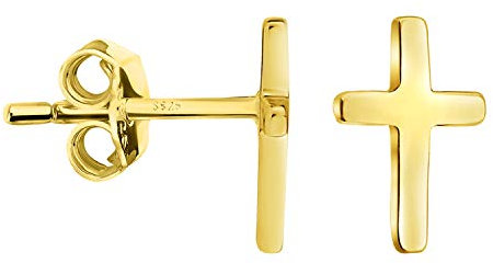 SOFIA MILANI - Damen Ohrringe 925 Silber - vergoldet/golden - Kreuz Ohrstecker - 20903