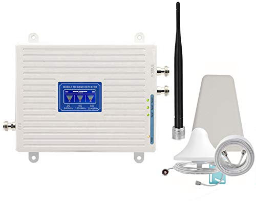 YAMEIJIA Amplificateur de Signal Tri-Bande 900/1800/2100MHz, Amplificateur de Signal GSM WCDMA 4G/3G/2G Ampli Signal pour Maison Bureau