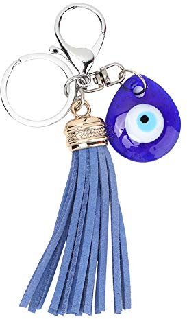 Türkisches blaues Auge Schlüsselanhänger Glücksschlüssel, türkisches Glas Amulett Anhänger Ring für Mädchen Frauen Schlüsseltasche Dekor